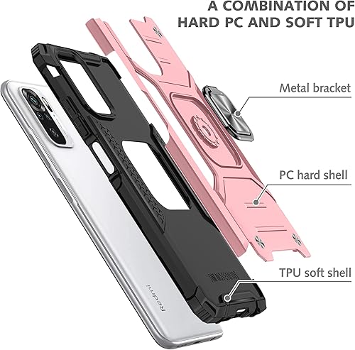 Miniatura 8 de Asuwish Funda de teléfono para Xiaomi Redmi Note 1010S 4G con protector de pantalla de vidrio templado y soporte de anillo delgado híbrido protector