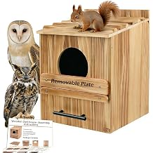 Large Owl House for Outdoors, 17" x 12.5" x 12.5" Premiun Wooden Owl Boxes for Outside, Bird Nesting Box - Habitats for Barn, Screech, Boreal, Saw - Whet & Elf Owls