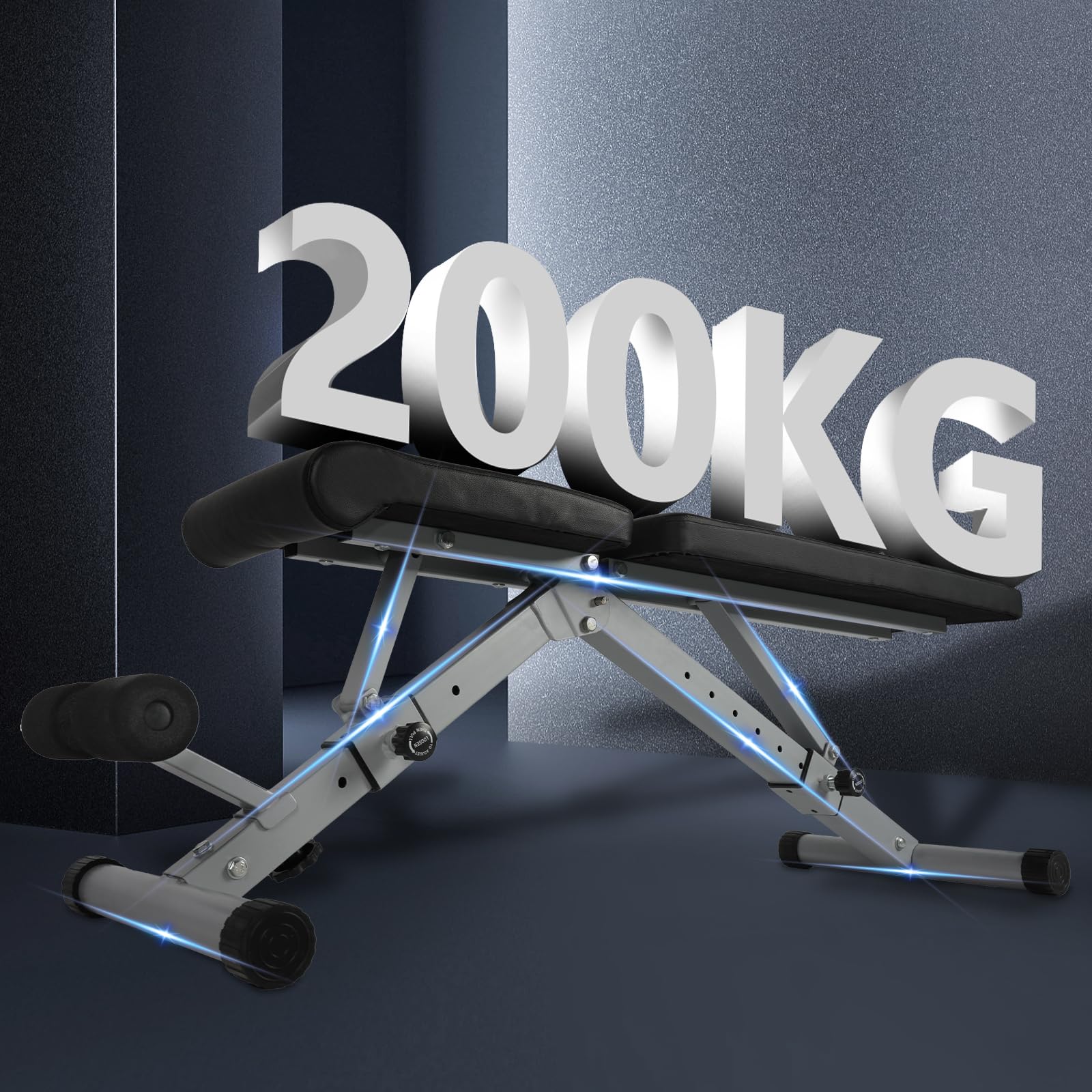 Banco de Pesas Ajustable con Pasador Rápido ALLINLIFE 200KG Plegable – Banco Musculación Multifunción con 13 Posiciones, Respaldo Regulable en 7 Niveles para Entrenamiento en Casa