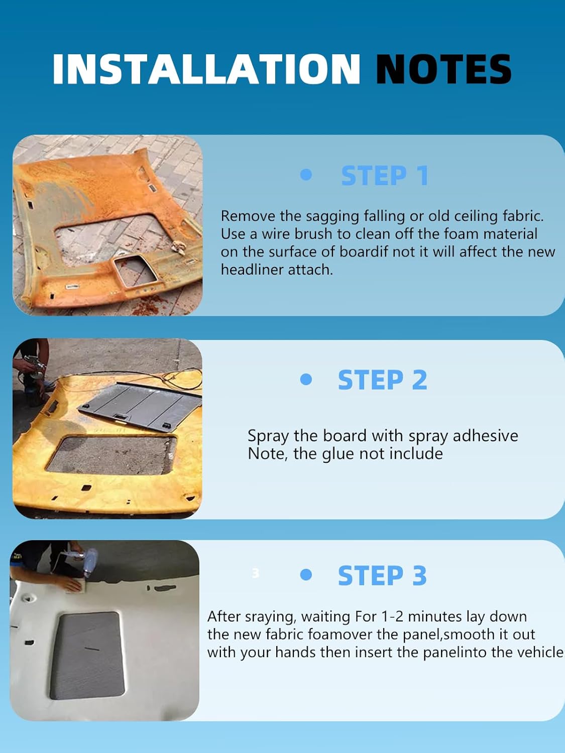 Black Suede Headliner Fabric - 96" L × 60" W Auto Head Liners, Fabric Tube Packaging with Foam Backing for Cars, Trucks, SUVs, RVs, Boats - Home Repair/DIY Headliner Material