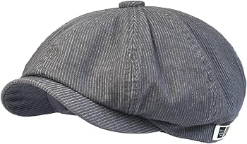 Casquette Newsboy Pour Homme Grande Taille - Laine épaisse, Style Vintage à Chevrons, Réglable 58-63 Cm - 12