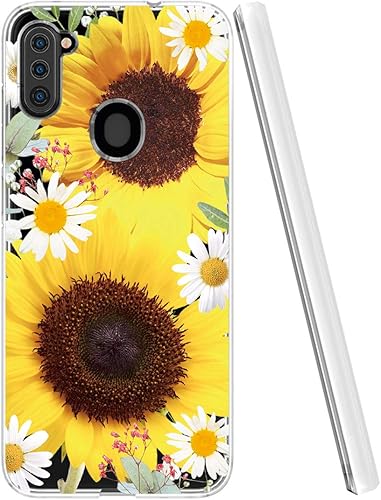 Miniatura 3 de Funda para Galaxy A11, para Samsung A11 para niñas y mujeres, delgada, a prueba de golpes, transparente, diseño floral, suave, flexible, TPU