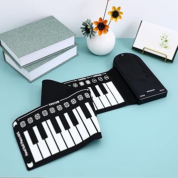 49-key Foldable Portable Digital Piano Keyboard with Built-in Speaker and Recording Playback Function, Silicone Rollable Keys, USB Powered for Beginner Musical Instrument