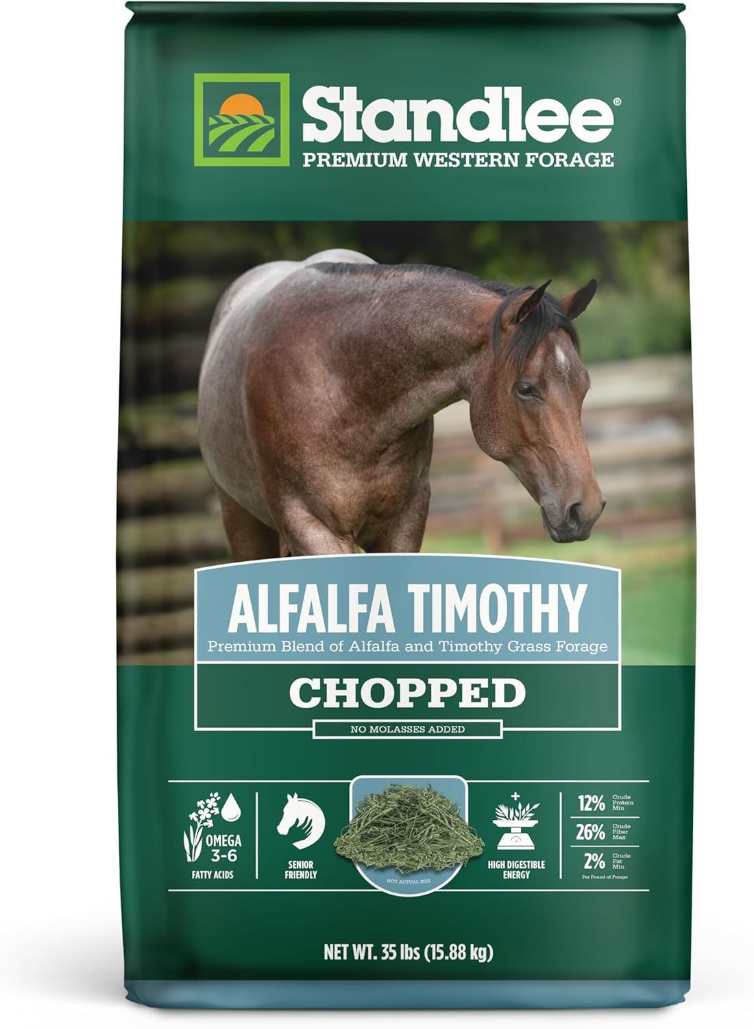 standlee Alalfa & Timothy Chopped Hay, Alfalfa & Timothy Hay for Horses & Livestock, 35 lbs