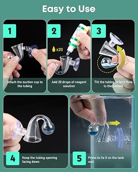 Pawfly Glass CO2 Drop Checker for Aquarium CO2 Indicator for Planted Fish Tank CO2 Monitor Kit with Solution & Suction Cups CO2 Detector Aquarium CO2 Tester Fish Tank Carbon Dioxide Checker