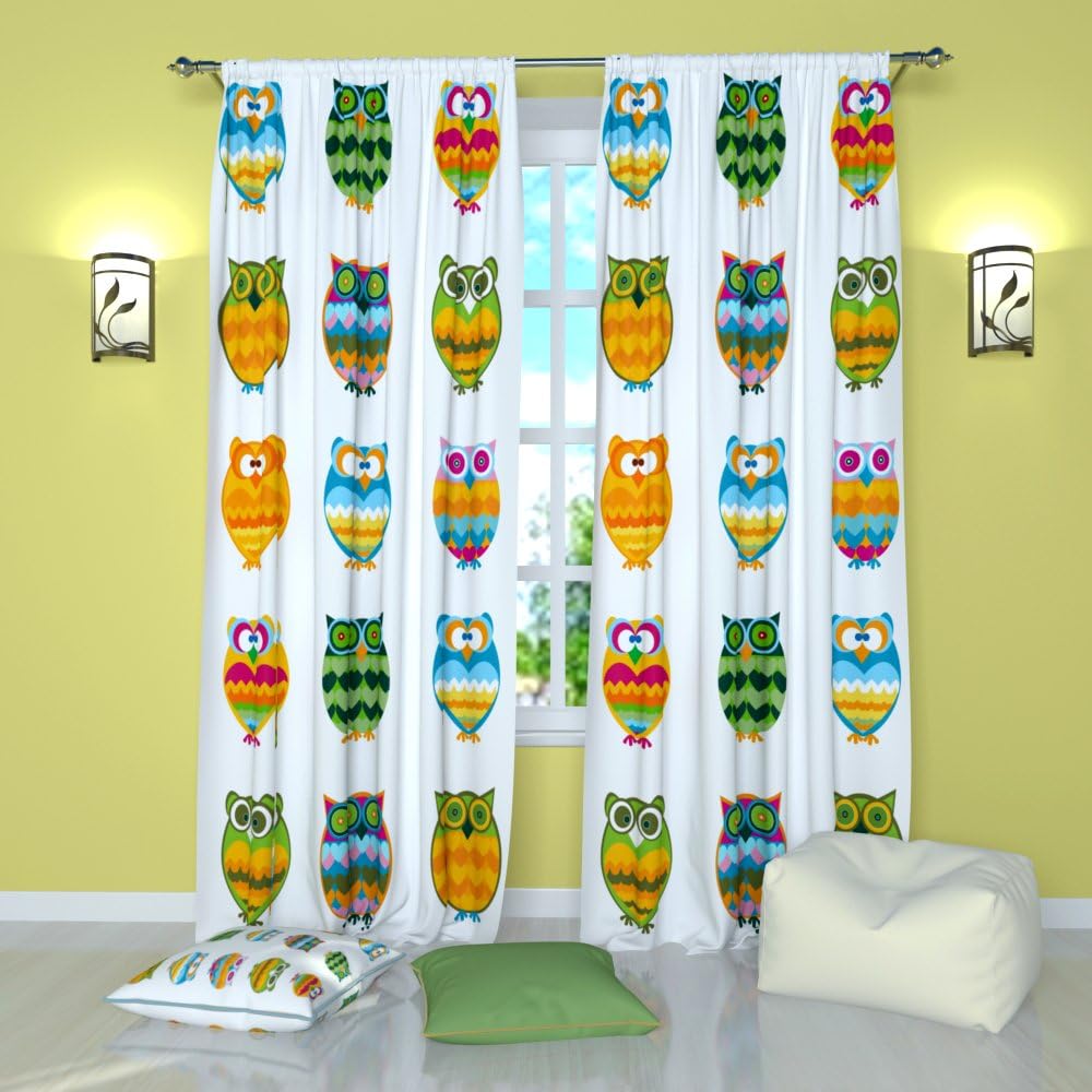 Factory4me Curtains for Kids Room Night inhabitants. Window Curtain Set of 2 Panels Each W52 x L96 Total W104 x L96 inches Drapes for Living Room Bedroom Kitchen