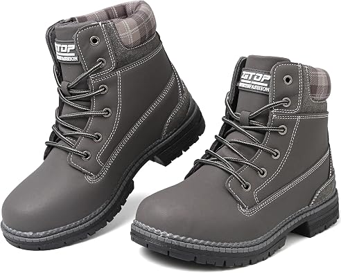 ziitop Womens Combat Ankle Boots Waterproof Fashion Casual Lace Up Low Heel Fall Boots Ladies Anti-Slip Lightweight Outdoor Work Booties