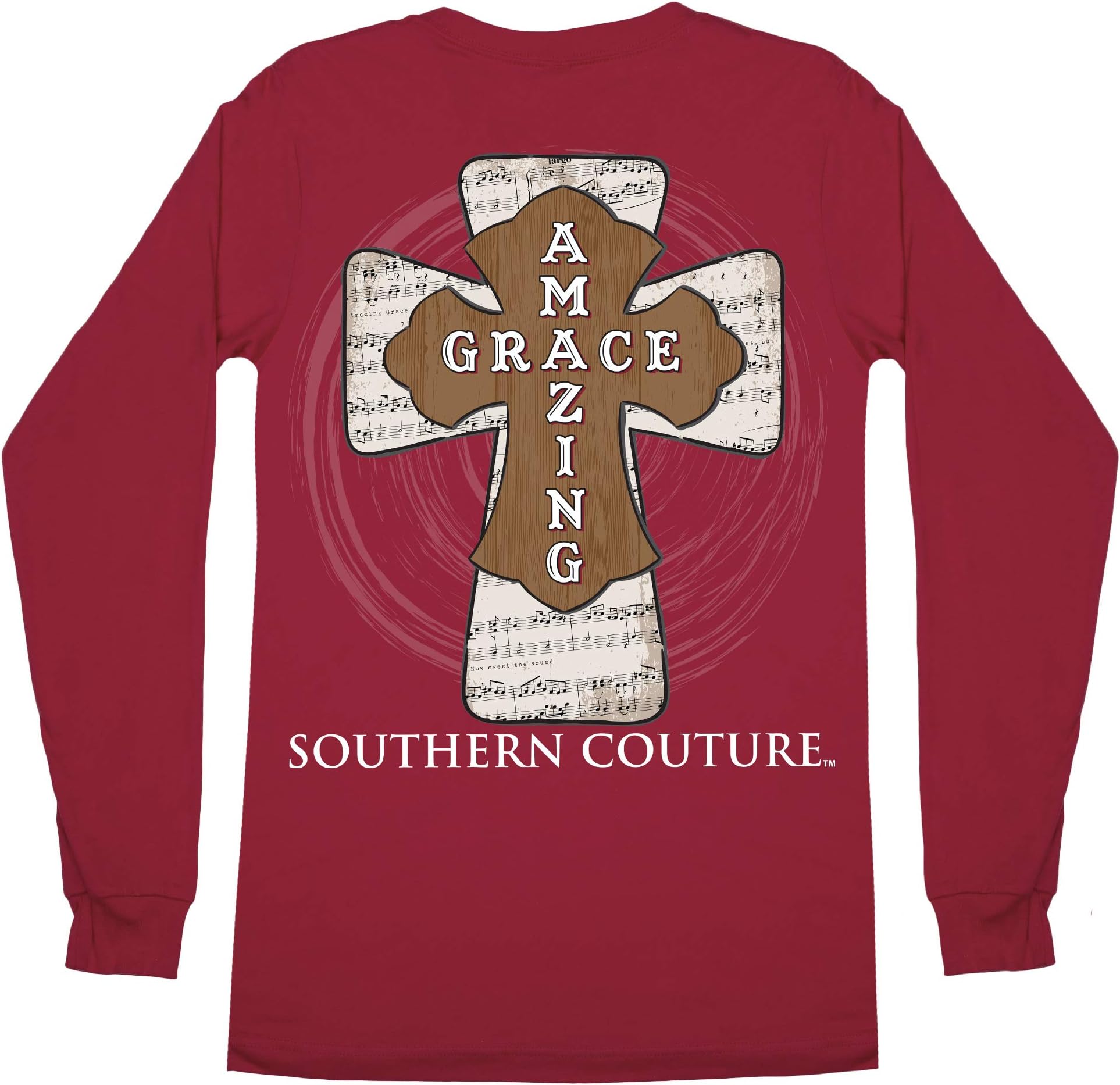 Southern Couture SC Classic Amazing Grace Longsleeve Classic Fit Adult T-Shirt - Cardinal Red