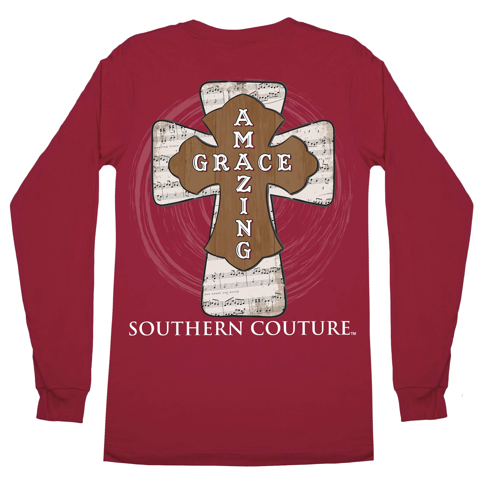 Southern Couture SC Classic Amazing Grace Longsleeve Classic Fit Adult T-Shirt - Cardinal Red