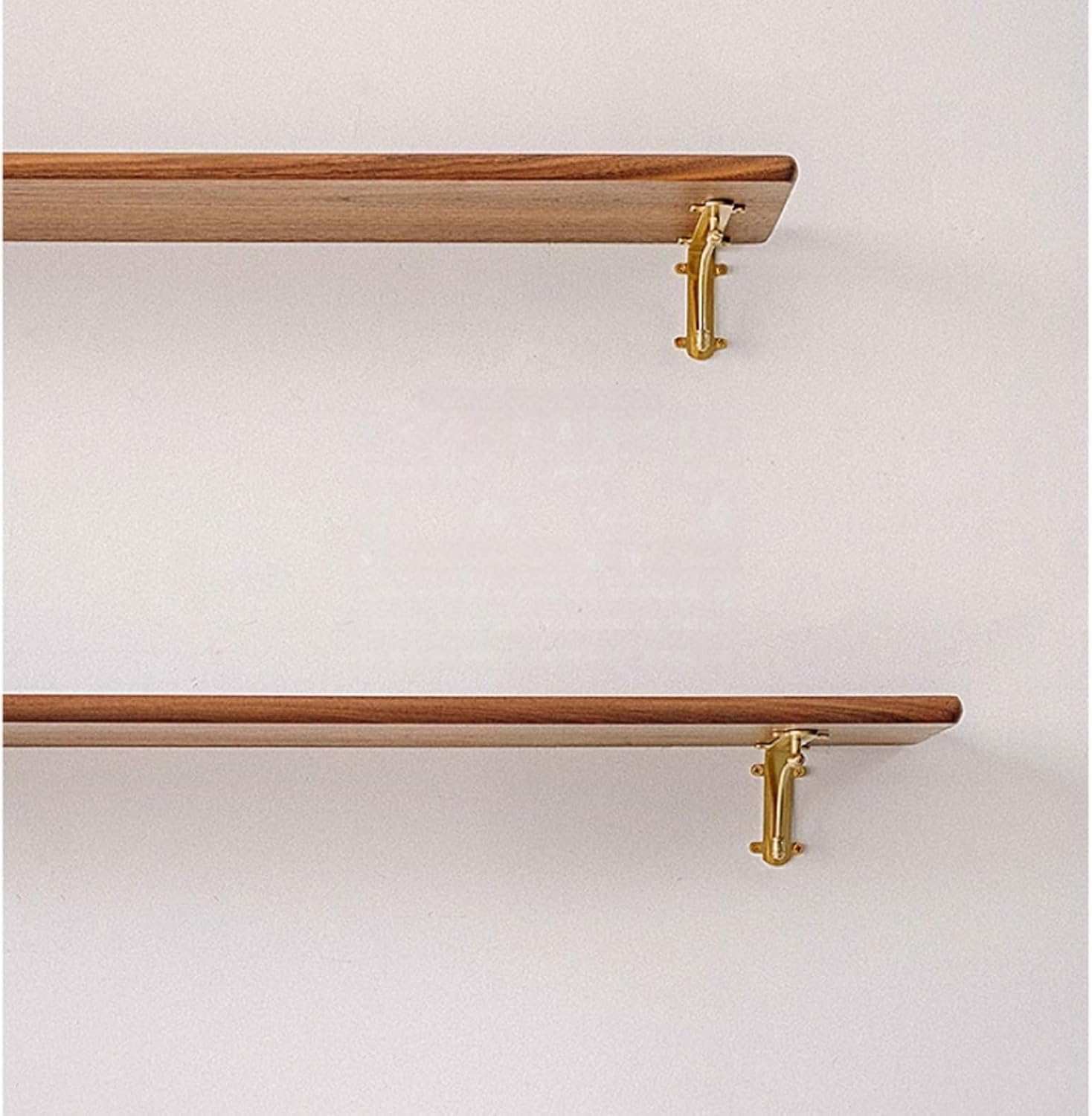 Decorative Solid Brass Shelf Brackets, 5.9 inches Gold Finish Antique Wall Mounted Supports for Floating Shelves, L-Shaped Heavy Duty Metal Shelf Braces (1pc)