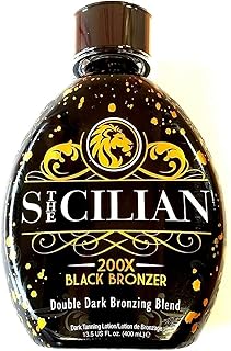 The Sicilian 200X Dark Black Bronzer Tanning Lotion – BEST Luxurious Tanning Lotion For Glowing Skin – Gradual Bronzing & Sunless Self Tanner Lotion – Nourishes Skin