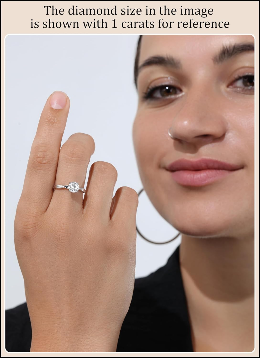 Round Moissanite or Lab Grown 1.50 Carat White Diamond Solitaire Intertwined Strands Engagement Ring for Women in 925 Sterling Silver