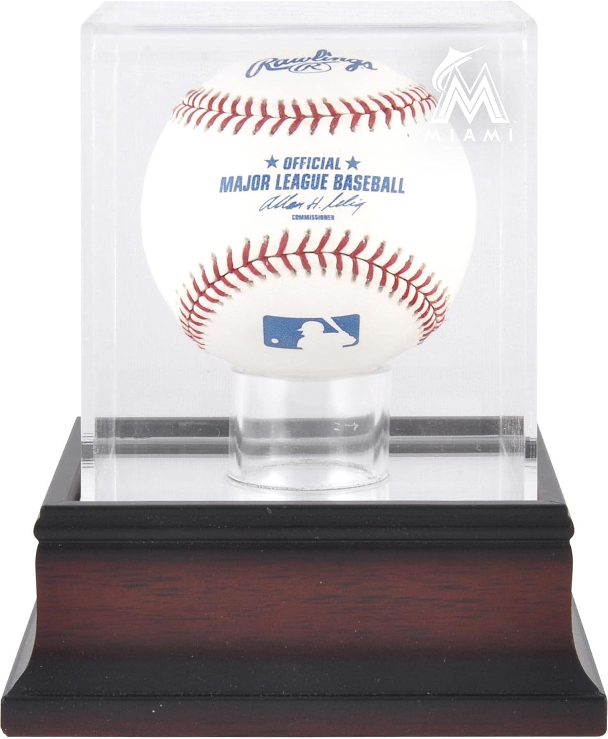 Miami Marlins Mahogany Baseball Logo Display Case - Baseball Free Standing Display Cases ''Case Only''