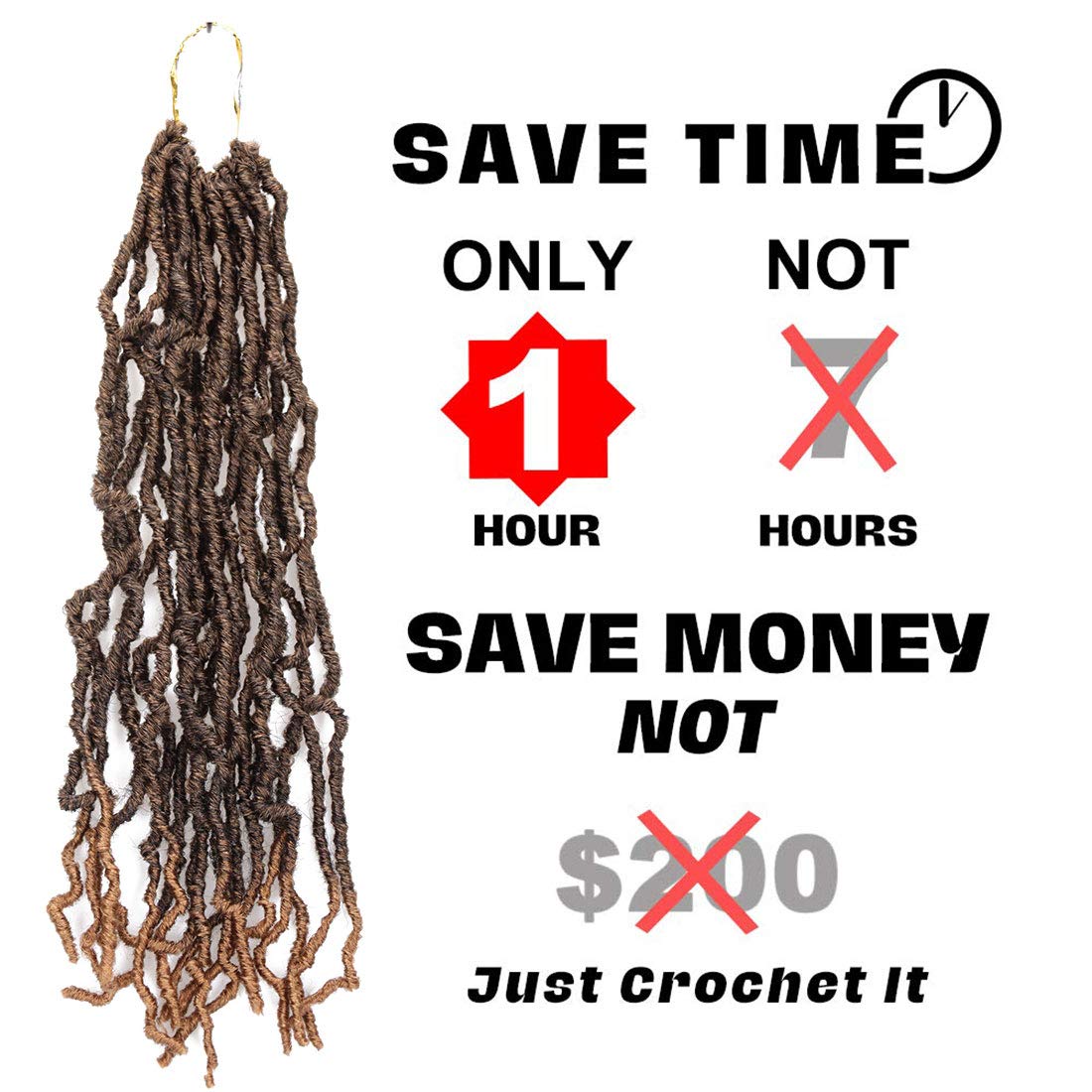 Faux Locs Crochet Hair 18Inch 7 Packs Soft Locs for Butterfly Locs Hair Pre Looped Goddess Locs Crochet Braids Synthetic Braiding Hair Extension (T1B/30#)