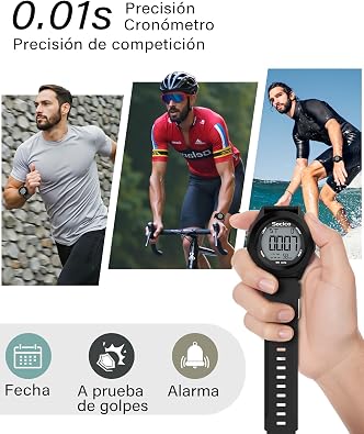 SOCICO Mens Digital Watch Sports Waterproof Outdoor Large Face Military Watches with Stopwatch Back Light Alarm Date Display