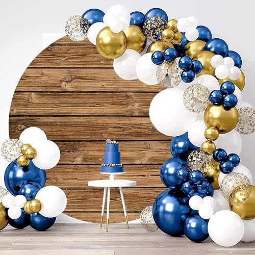 Miniatura 3 de OERJU Cubierta de fondo redonda de madera rústica de 6.5 x 6.5 pies, tablero de madera retro, fondo de fotografía, baby shower, boda, novia,