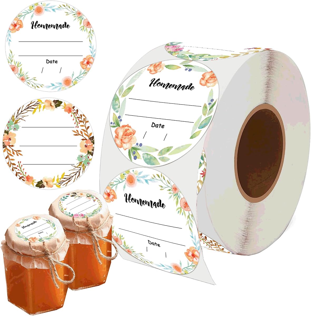 2 Inch Watercolor Canning Labels, 500 Pcs Round Jar Labels for Mason Jars | Beautiful watercolor design labels help organize homemade foods, spices and storage jars for dates and contents