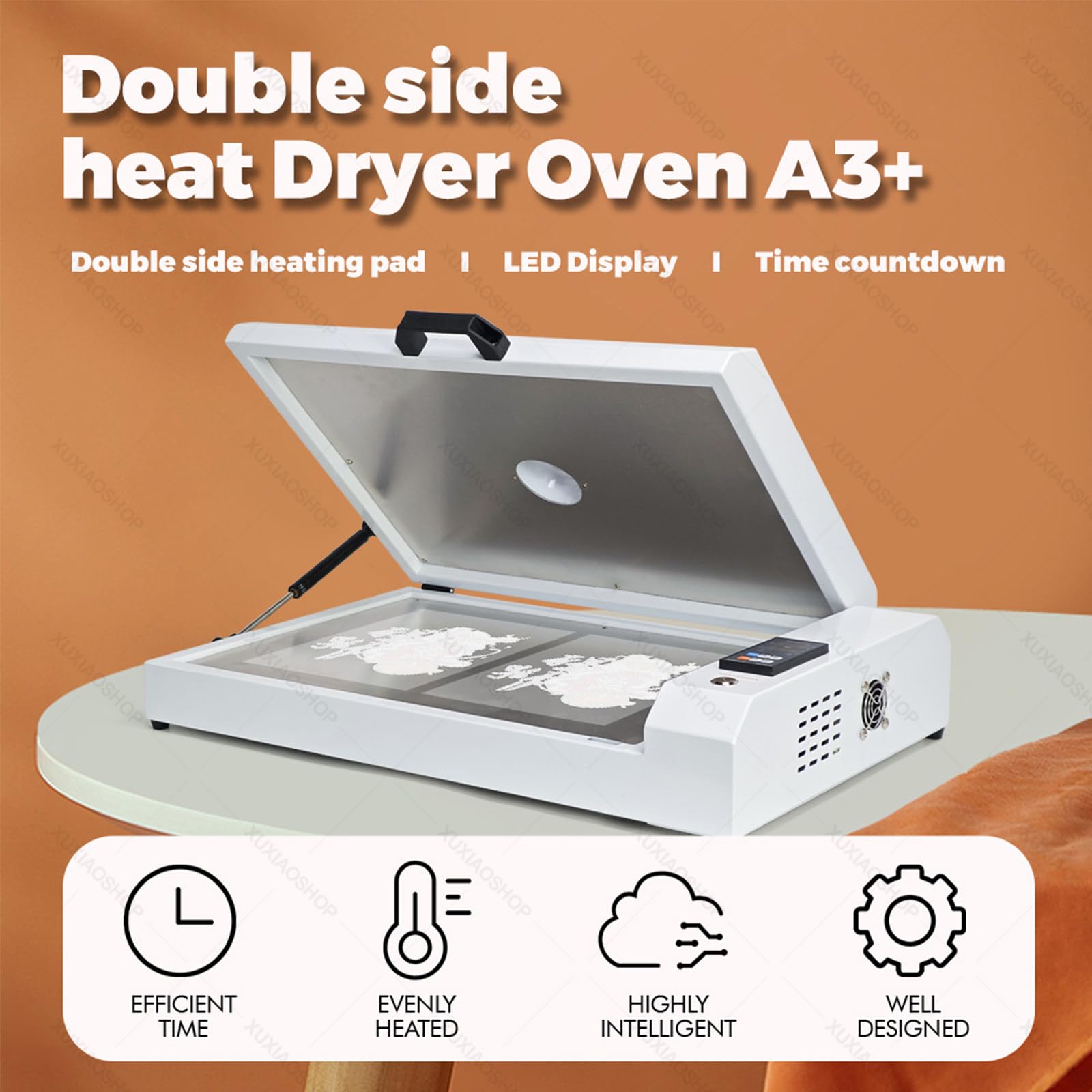 DTF-Ofen, A3/A4 DTF-Druckofen, Schnellhärtungsheizung mit LED-Digitalregler, Temperaturbereich 0 bis 140 °C, für T-Shirt- und Kappen-Transferdruck