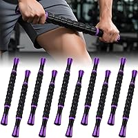 Soulchen 10-Pack Muscle Roller Stick Set - Deep Tissue Massage Roller for Soreness Relief, Leg Cramps, Athletes Recovery, Purple