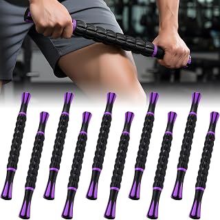 Soulchen 10-Pack Muscle Roller Stick Set - Deep Tissue Massage Roller for Soreness Relief, Leg Cramps, Athletes Recovery, Purple