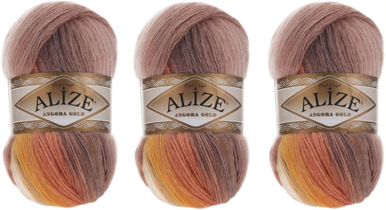Alize Angora Gold Batik Yarn 20% Wool 80% Acrylic Lot of 3skn 300gr 1805yds Thread Crochet Lace Hand Knitting Turkish Yarn (4741)