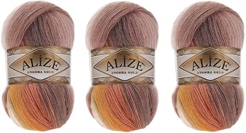 Alize Angora Gold Batik Yarn 20% Wool 80% Acrylic Lot of 3skn 300gr 1805yds Thread Crochet Lace Hand Knitting Turkish Yarn 4741