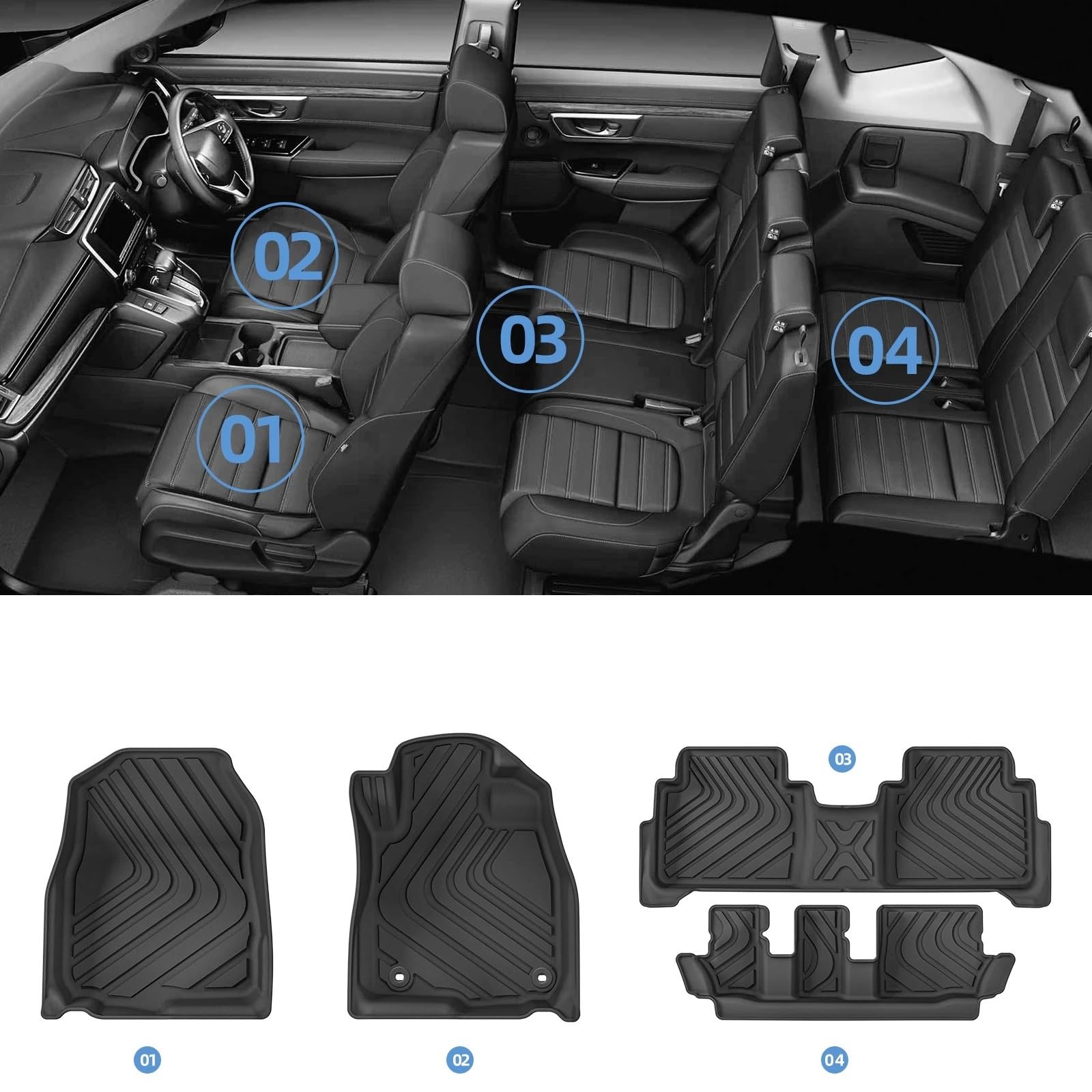 maty samochodowe Do Hon&da akcesoriów do wykładziny bagażnika | Do Hon & da CRV 5th Fuel 7 miejsc 2018-2022 dywaniki samochodowe(RHD 7PCS)