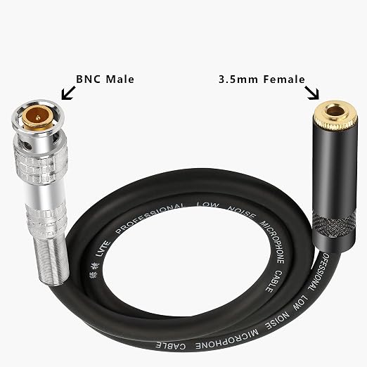 Cable de audio BNC macho a Jack 3.5mm hembra 0.5 m miniatura 2