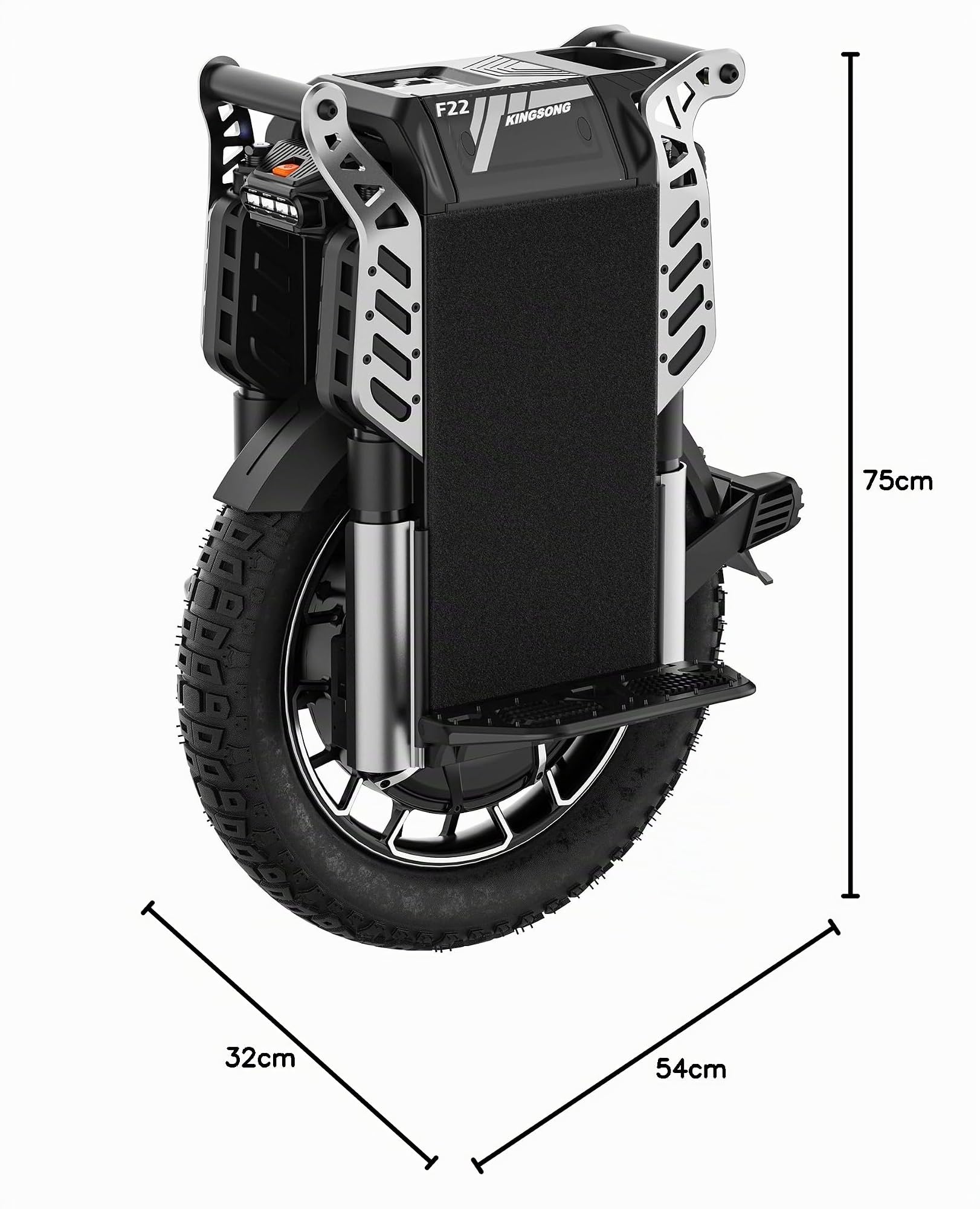 KINGSONG Gyroroue Electrique F22 Pro, Adulte, Noir, Taille Unique EU, Suspensions, Moteur 5500W, Autonomie jusqu'à 160km, 25km/h, Pneu Gonflable 20", Tout Terrain et Puissante