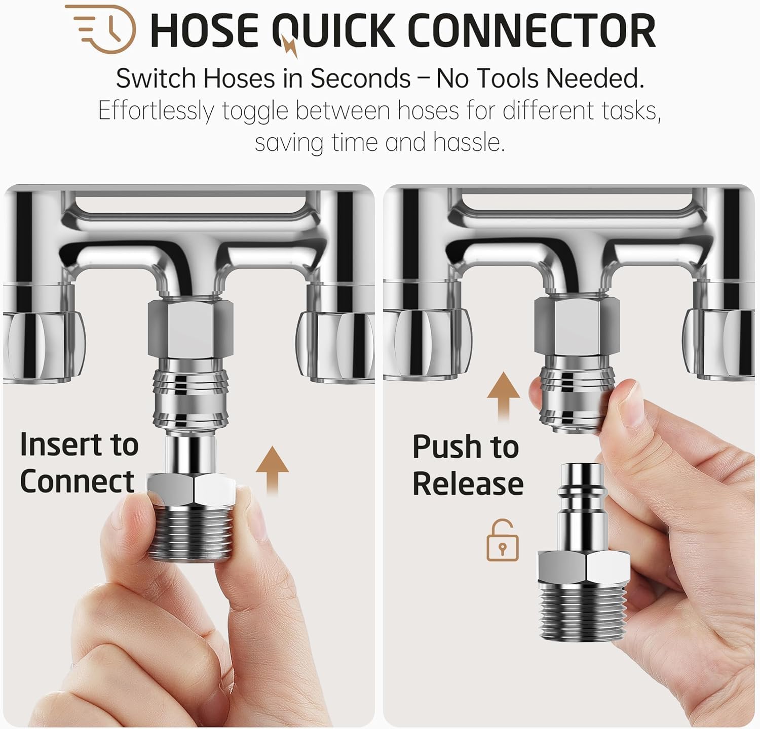 RV Exterior Shower Quick Connect Kit Adapter,Brass RV Spray Port Quick Connect Hose Adapters with 1/2" Shower Hose and 3/4" GHT Garden Hose Thread Brushed Gold