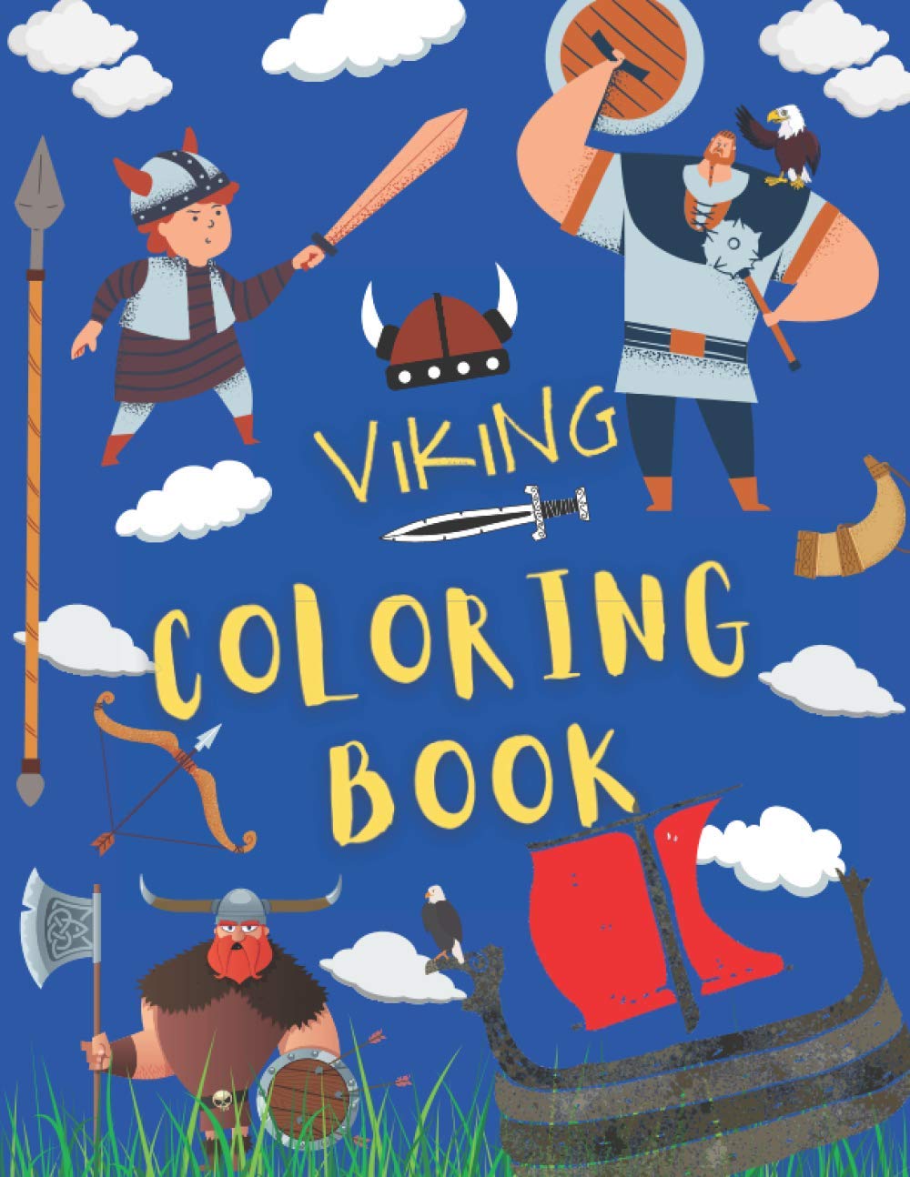 Viking Coloring Book: Boats Dragons Norse Celtic Warriors Designs for Kids and Adults