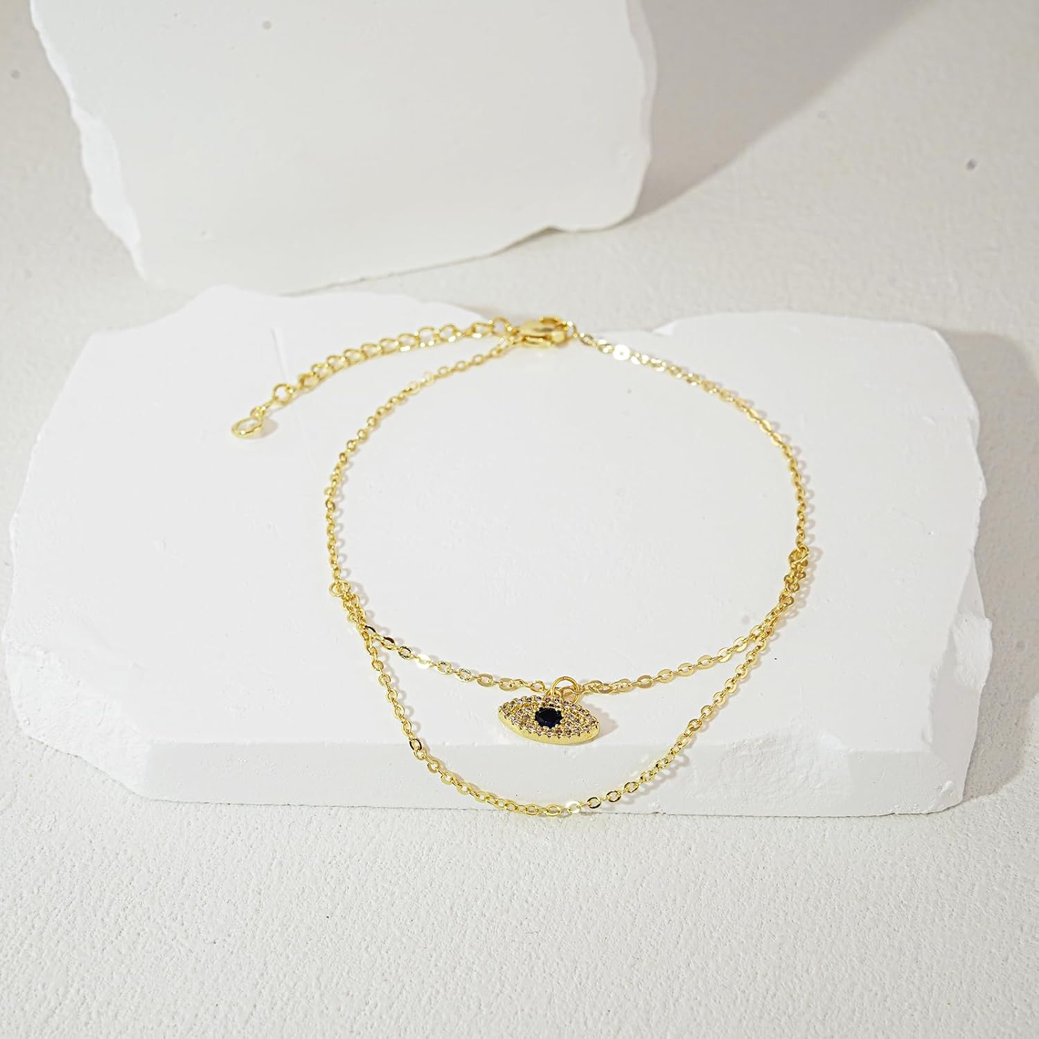 Bheop Ankle Bracelets for Women 14K Gold Silver Plated Anklets for Women Waterproof Boho Evil Eye Pearl Charm Pendant Beaded Foot Chain Adjustable Dainty Summer Beach Jewelry Set Gifts Non Tarnish