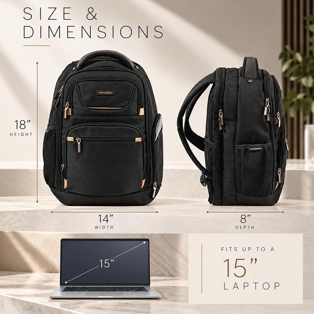 Amazon.com: Brookstone Hayes Laptop Backpack, Black/Gold, 18 Inch