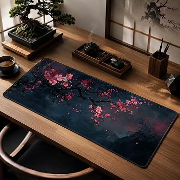 McStorey ZEN XXL Oyuncu Mouse Pad 90x40 cm 3mm Dikişli Kenar Kaymaz Taban Büyük Masaüstü Mouse Pad Gaming Mousepad Ofis ve Çalışma Masası Japon Temalı Sakura Koleksiyonu