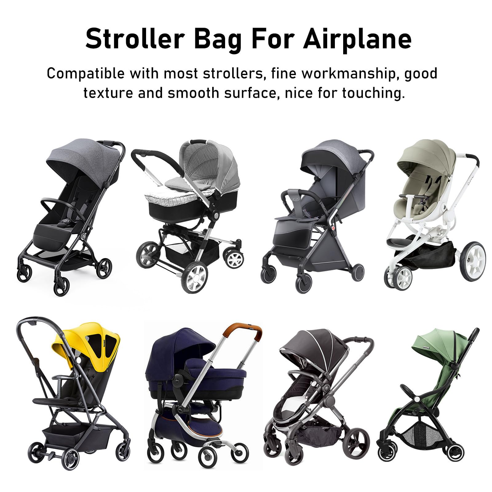 Aufbewahrungstasche für Kinderwagen mit Nylonmaterial und verstellbaren Schultergurten, passend für Reisen und Flugreisen mit Einzel und Doppelkinderwagen