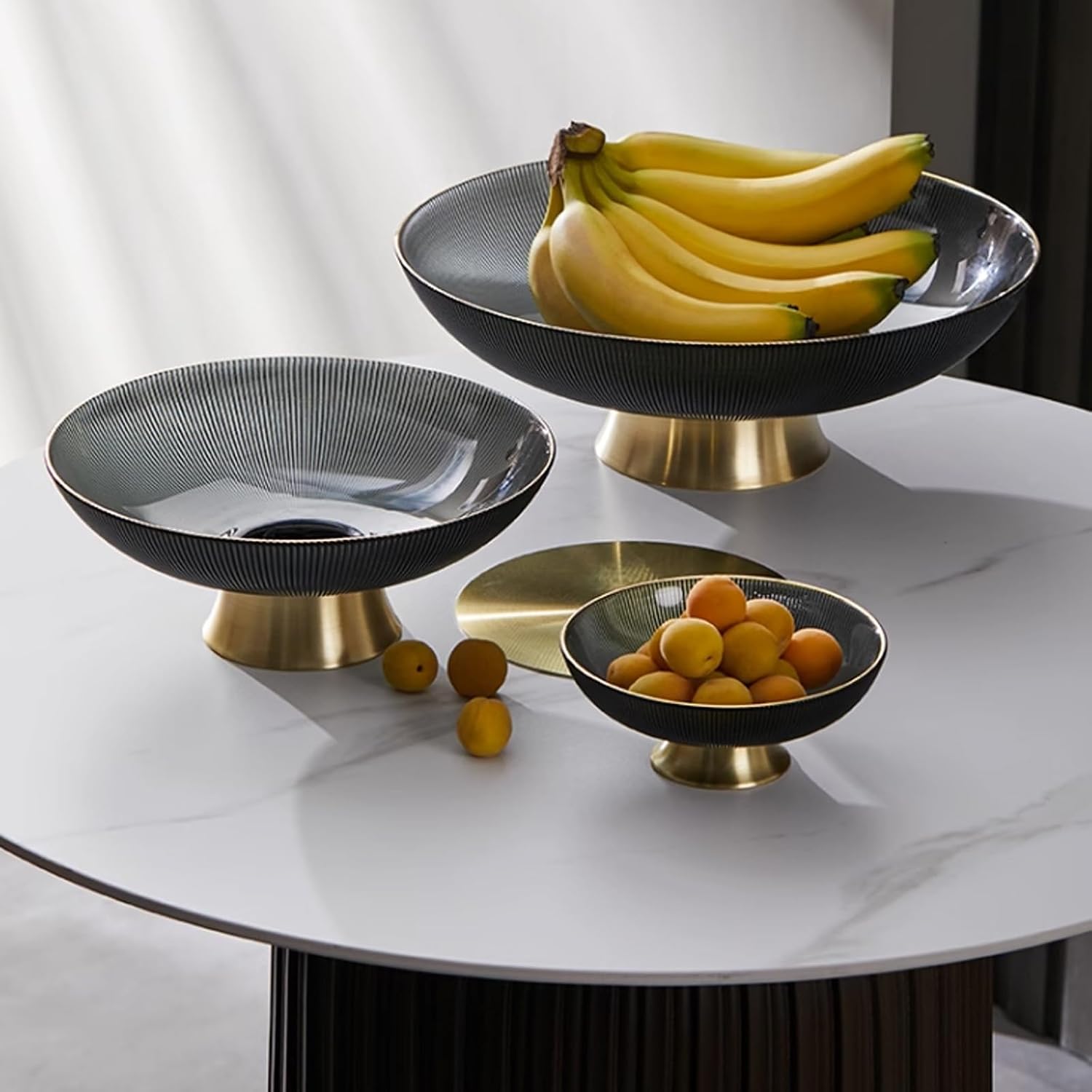 Fruit Bowl Decorative Bowl for Table Home Fruit Tray Living Room Coffee Table Tall Fruit Tray Snack Tray Ornaments Light Luxury High-end Atmospheric Glass Fruit Tray Ceramic/GlassFruit Bowl Fruit Plat