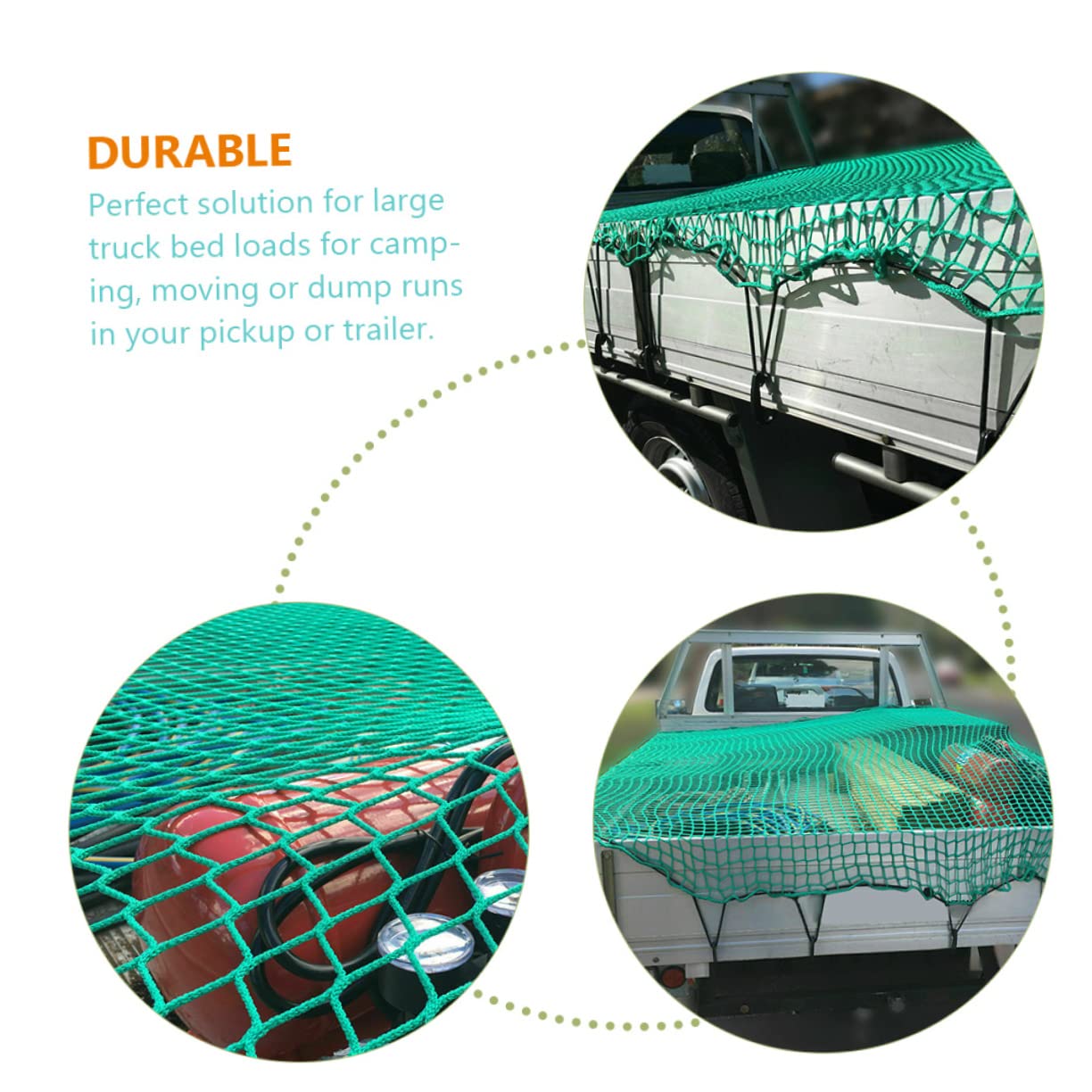 Rete di Carico per Cassone Camion e Rimorchio in Nailon Resistente con Corde Elastiche e 15 Ganci, per Trasporto Sicuro Durante Traslochi e Lavori di Scarico