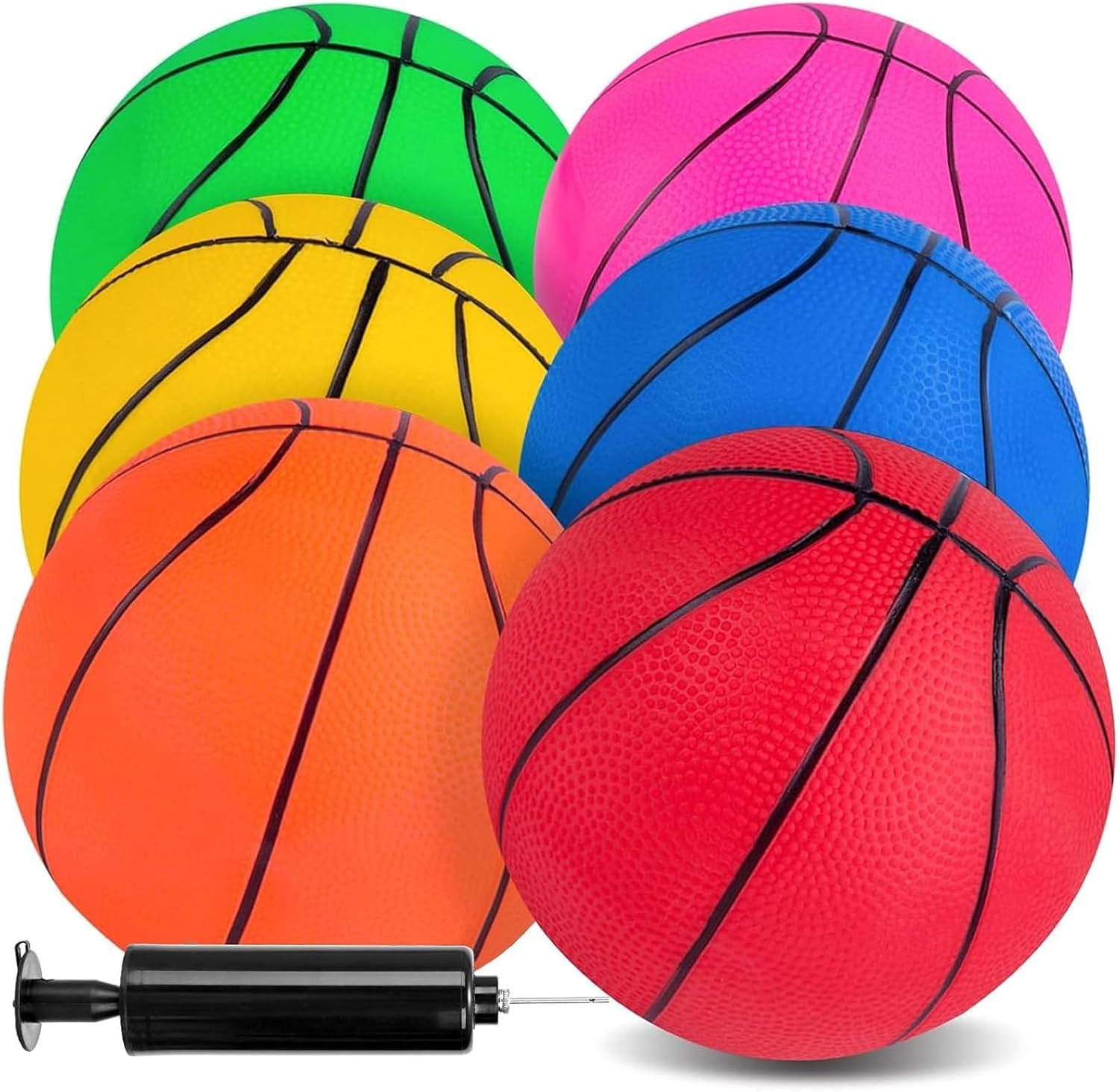 3 otters 6 Pack Mini Basketballs, 7.5 Inch Basketball Set with Pump
