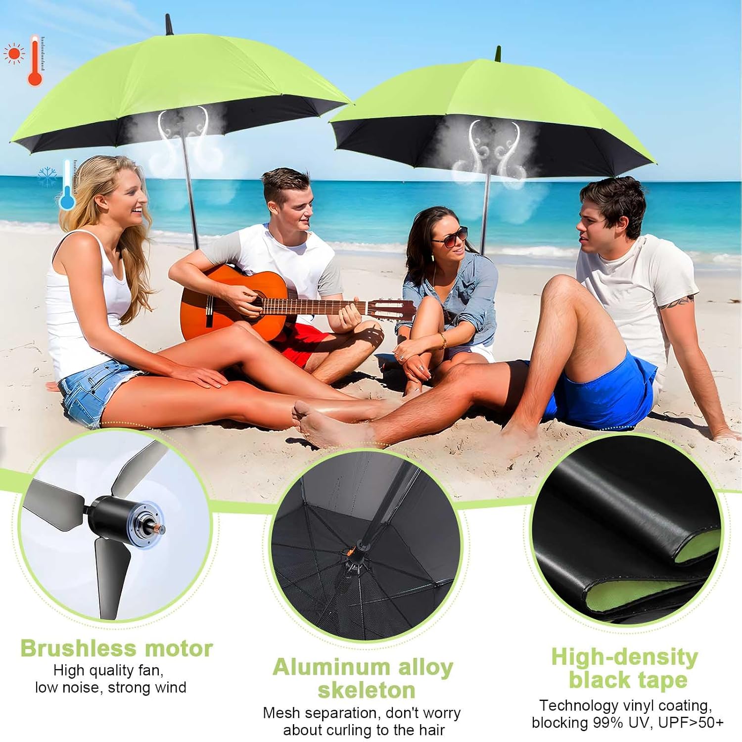 Umbrella with fan and mist spray,Rechargeable - Ultimate Solution for Cooling & UV Protection - Ideal for Summer, Beach, Outdoor Sports, Golf, Fishing Activities
