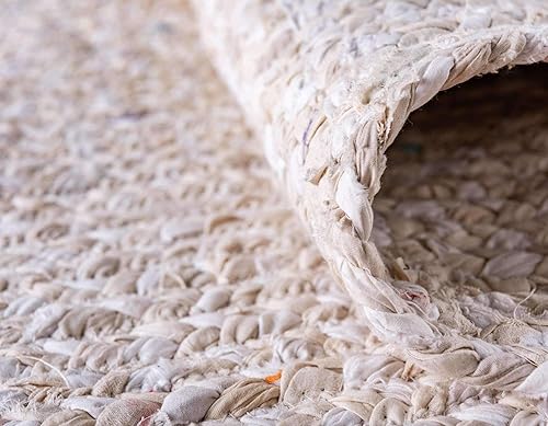 Miniatura 6 de Unique Loom Alfombra trenzada de la colección Chindi - Capa (3' 3" x 5' 1" ovalada, marfil  beige)