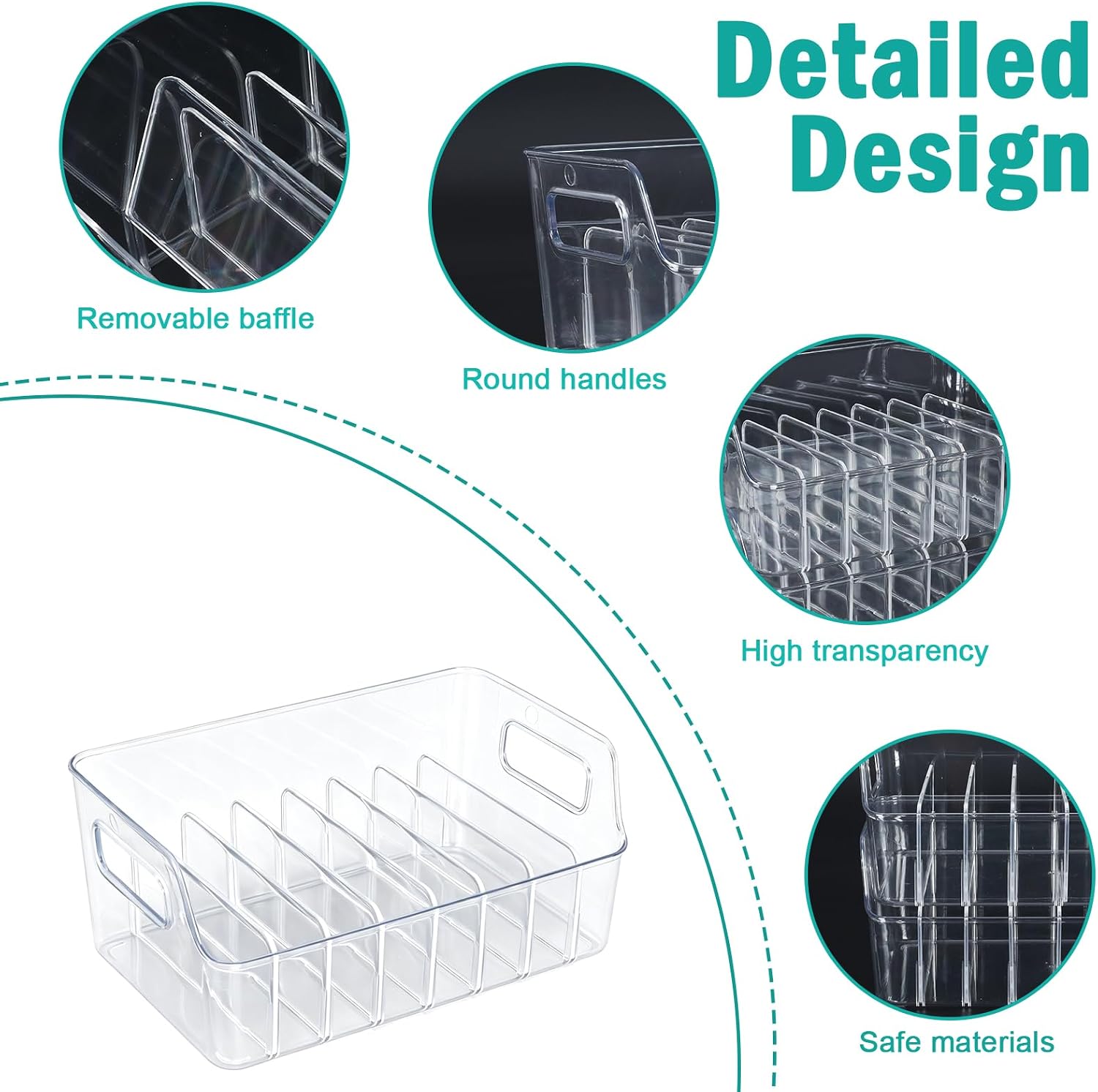 Drink Packet Organizer, 2 PCS Acrylic Water Packet Organizer for Water Flavor Drink Mix, 8 Compartment Sugar Packet Holder with Removable Divider, Pantry Storage Bin for Kitchen Organization image 2