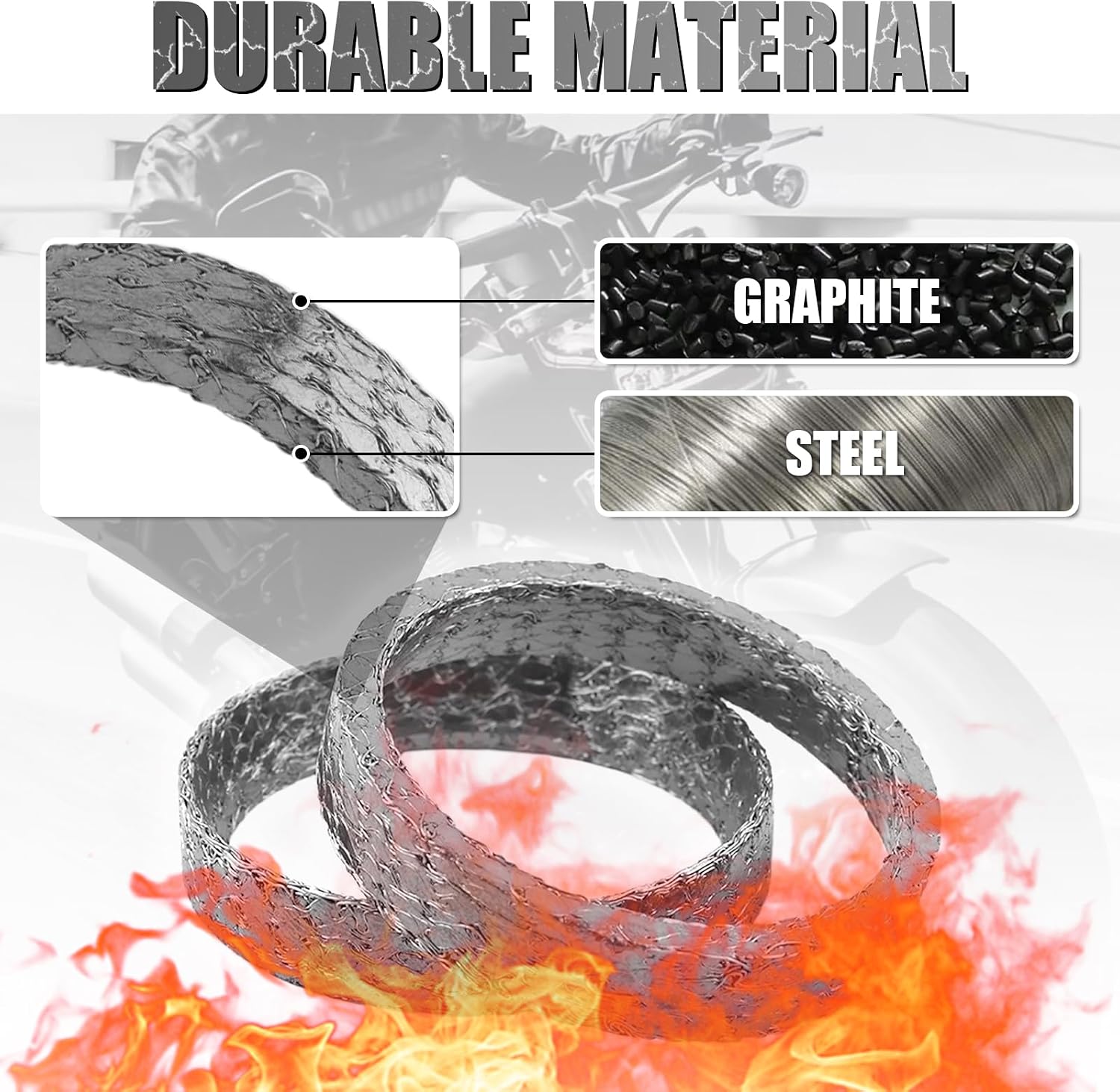 2PCS Exhaust Gasket Graphite and Steel,Exhausts Flange Gasket Compatible with Harley Softail Dyna Touring Sportster,Exhaust Manifold Gaskets Sealing Motorcycle Accessories
