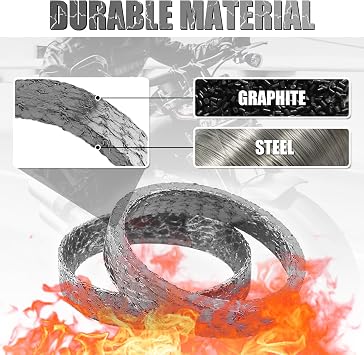 2PCS Exhaust Gasket Graphite and Steel,Exhausts Flange Gasket Compatible with Harley Softail Dyna Touring Sportster,Exhaust Manifold Gaskets Sealing Motorcycle Accessories