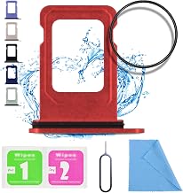 ASDAWN for iPhone 12 SIM Card Slot Replacement for iPhone 12 SIM Card Tray Holder Waterproof Rubber Ring and SIM pin(Single Sim Version 6.1 inches)(Red)