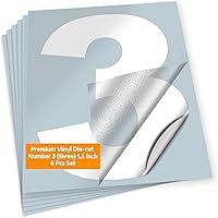 Vista 30 de iSYFIX - Calcomanías de vinilo blancas con número 0 (cero) - Juego de 6 unidades de 1.5 pulgadas autoadhesivas - Decalcomanías premium troqueladas