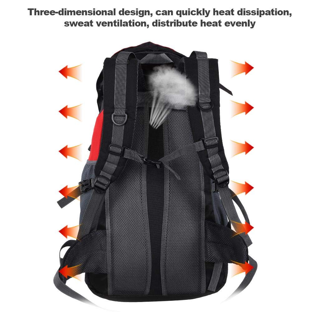 Bolsa de trekking de 50L, Mochila deportiva a prueba de agua Senderismo Mountaintop Moto Ski Unisex Mochila(rojo) Montañismo Y Camping Paquete De Montañismo