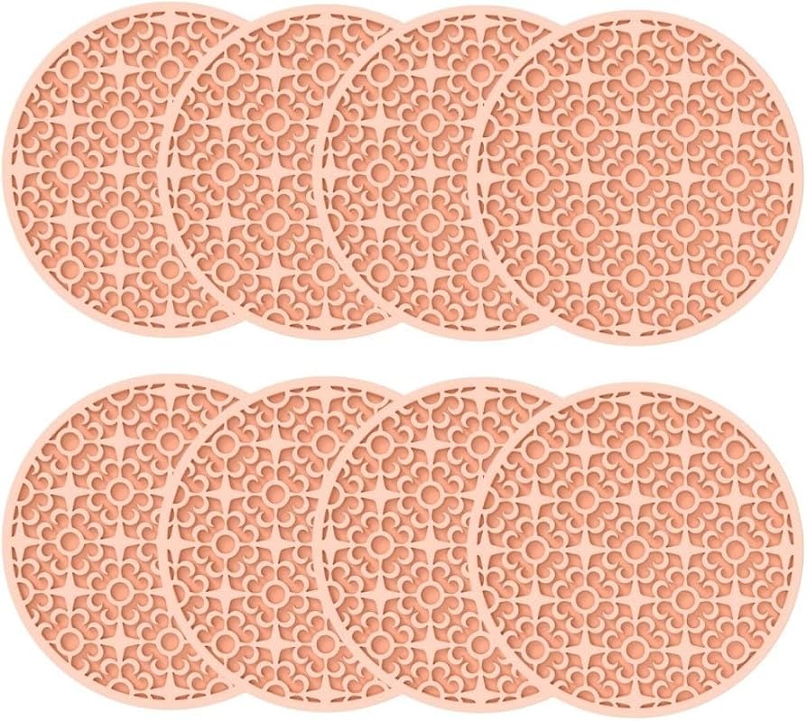 Set di 6 sottobicchieri in silicone con motivo gatto, simpatico set di sottobicchieri, resistenti al calore e antiscivolo, sottobicchieri da tavolo