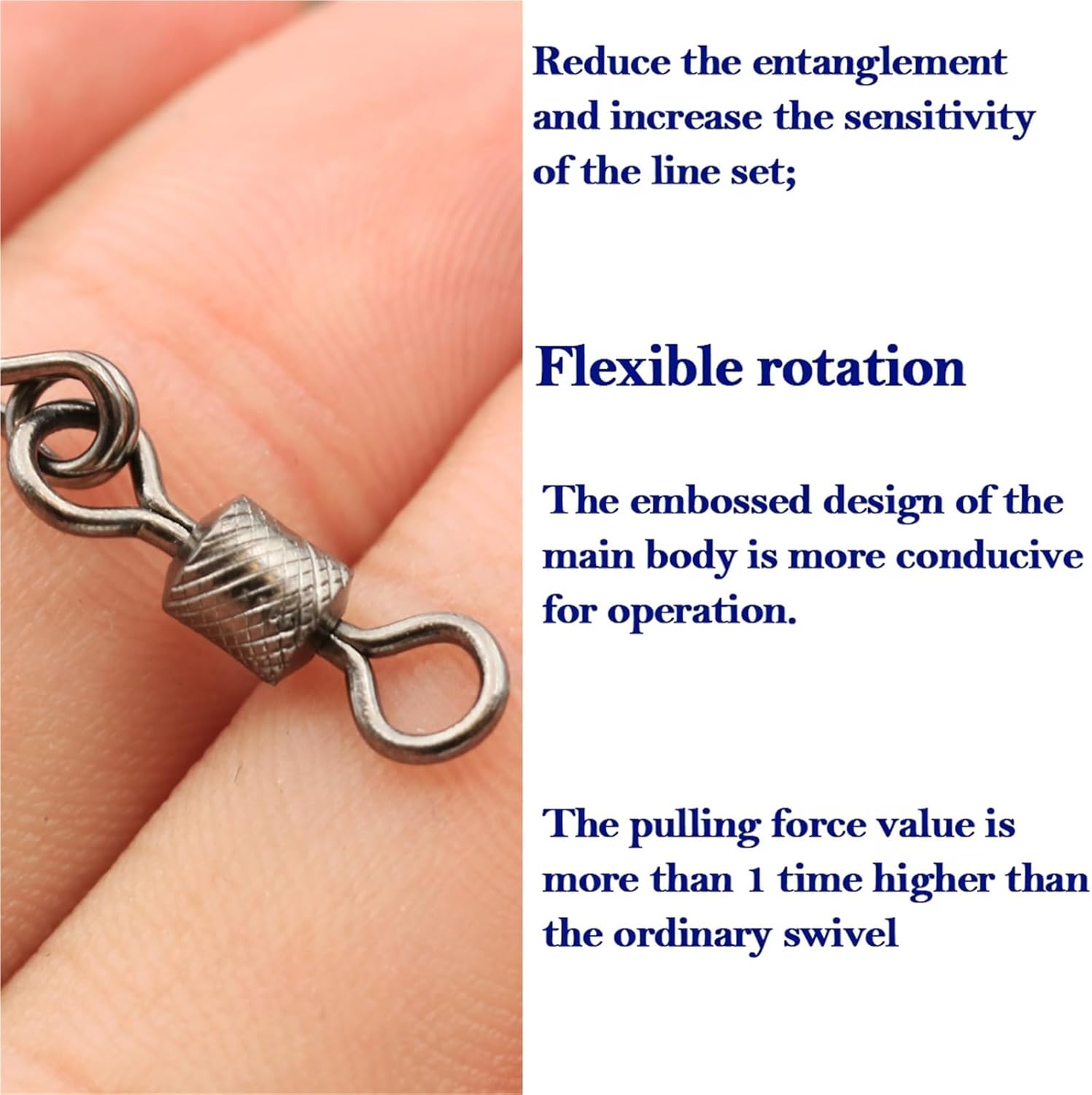 50Pcs Rolling Swivel Hooked Snap Fishing Swivel Snap with Carabiner Stainless Steel Fishing Connector
