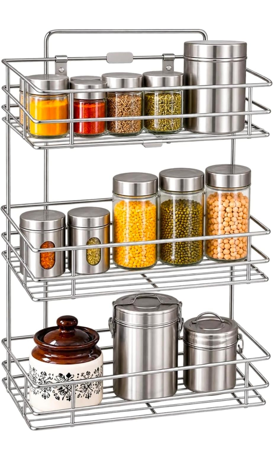 CR18 COLLECTION 3-Tier Stainless Steel Wall-Mounted Kitchen Rack - Image 1