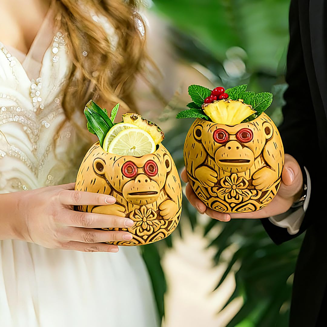 Amazon.com: Burns Glass Coconut Monkey Hawaiian Tiki Mug 